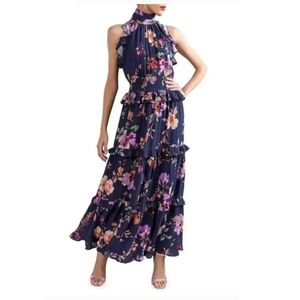 Shoshanna Presson Floral Halter Neck Dress